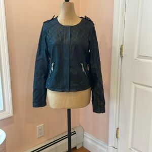 Worn Leather-Like Jacket